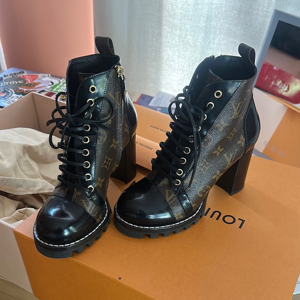 Louis Vuitton Black and Brown Heeled Boots
